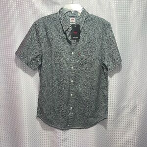 NEW Levi’s Mens Green Floral M Plaid Button Up Western Rodeo Cowboy Shirt